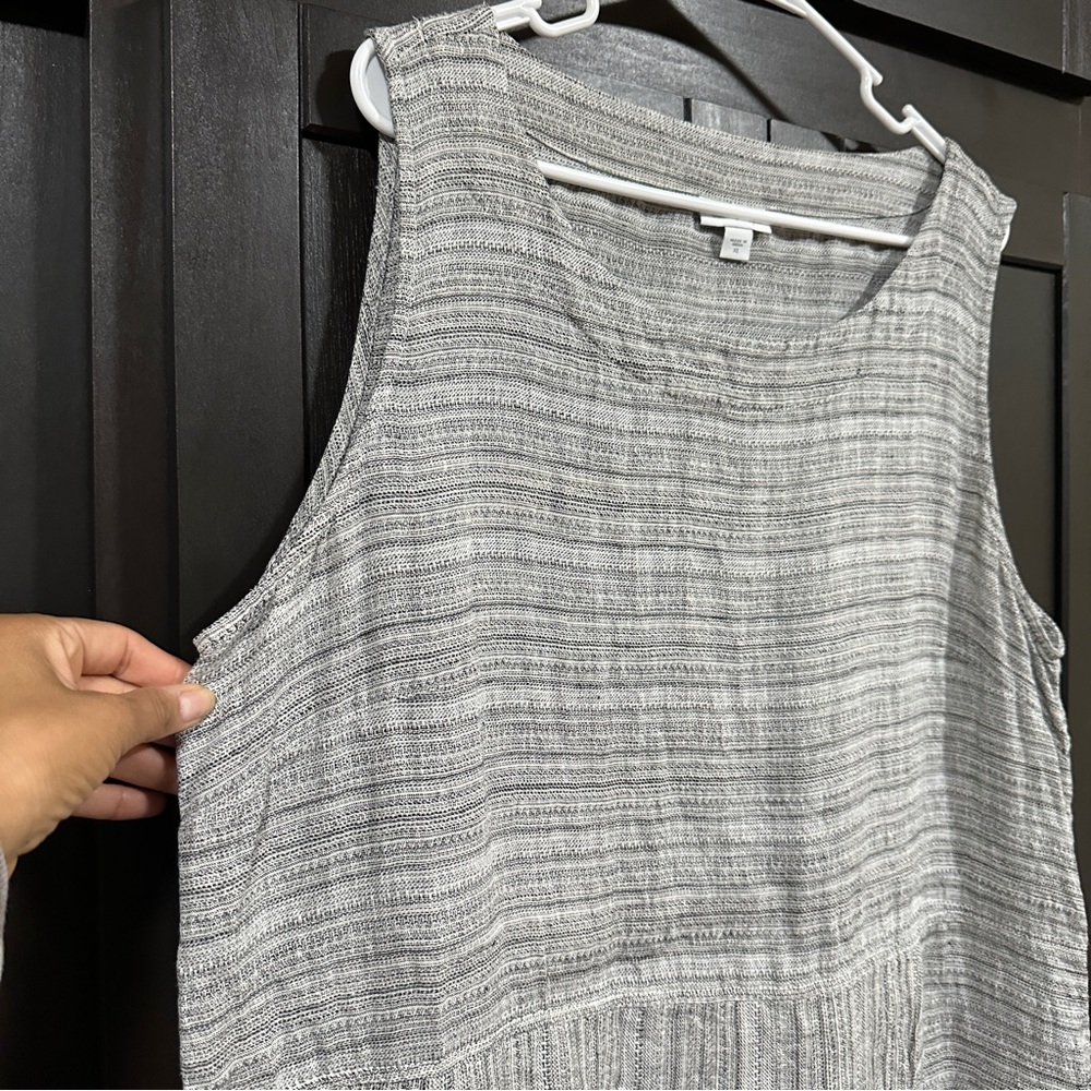 Pure Jill 100% Linen Faux Wrap Shift Dress Gray Lagenlook Sleeveless Size XL - Picture 3 of 13